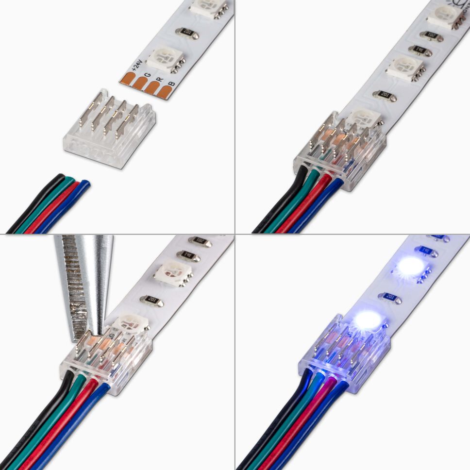 Montageanleitung Verbindung 10mm breiter RGB LED Streifen...