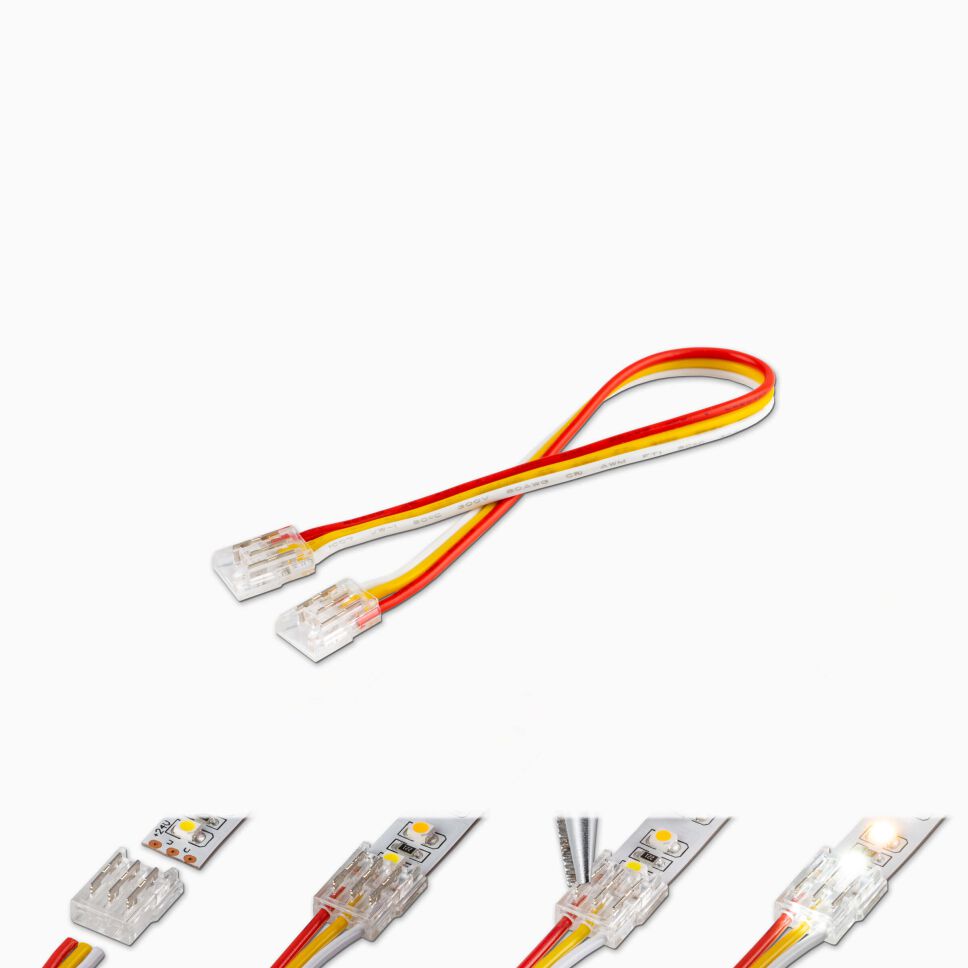 Montageanleitung, Verbindung CCT zu Kabel zu CCT für 8mm breiten CCT LED Streifen