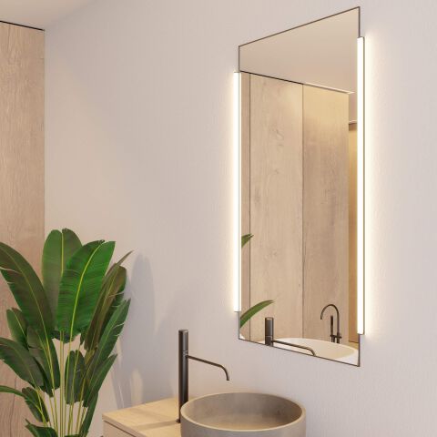 Anwendungsbeispiel, LED Alu Profil SKP-E als Zangenbeleuchtung als Spiegelbeleuchtung in Badezimmer