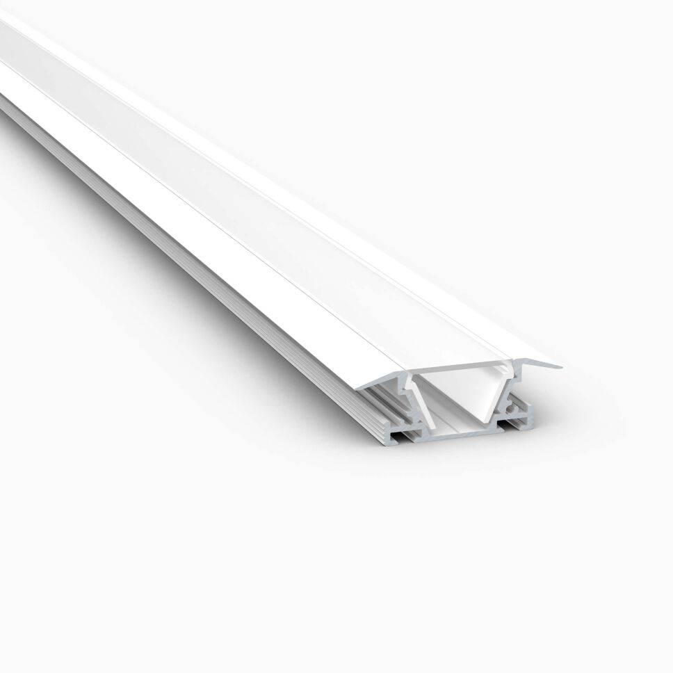 Produktbild vom LED Alu Profil MOZEL mit weißer Oberfläche und opaler COEX12 Abdeckung