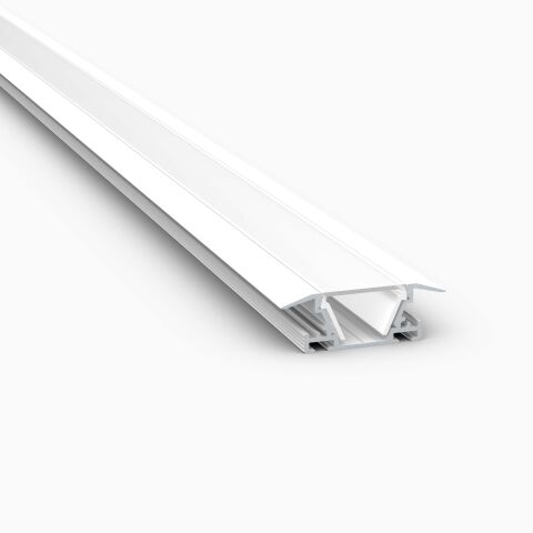 Produktbild vom LED Alu Profil MOZEL mit weißer Oberfläche und opaler COEX12 Abdeckung