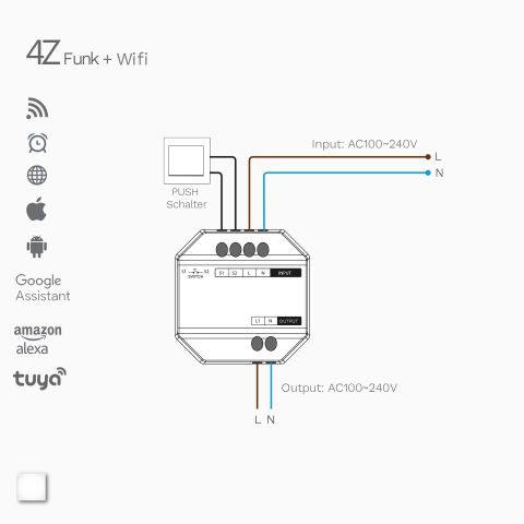 Schaltplan vom 4Z Funk Schalter mit Wifi Schnittstelle