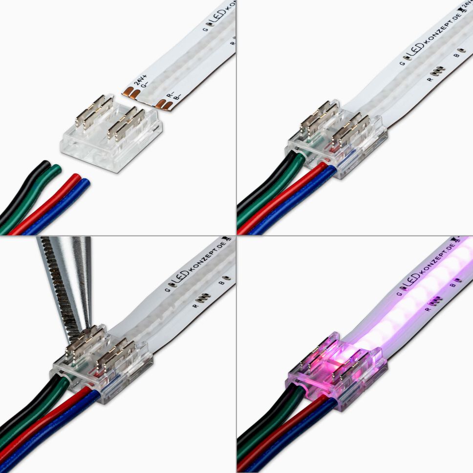 Montageanleitung, Verbindung RGB COB zu Kabel zu RGB COB...