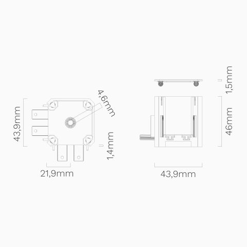 Draufsicht auf den AX2 90 Eckverbinder