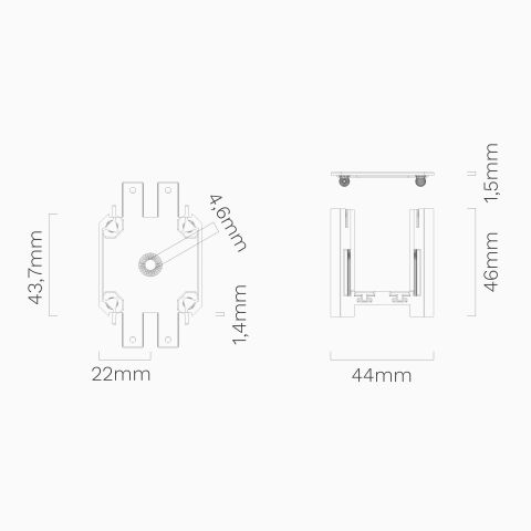 technische Zeichnung vom AX2 180 Verbinder mit Bemaßung