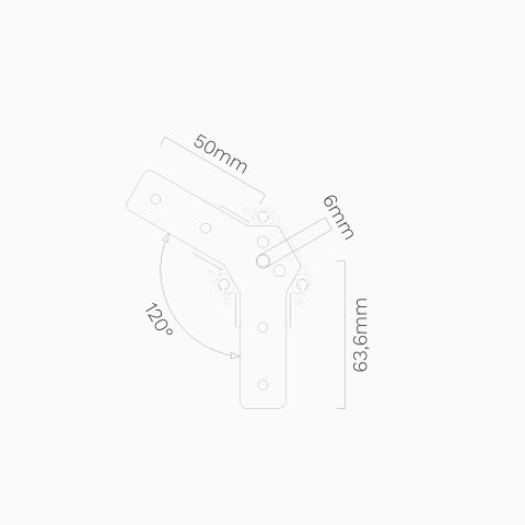 technische Zeichnung mit Bemaßung vom Flachverbinder vom AY2 Verbinder für das APNT Profil