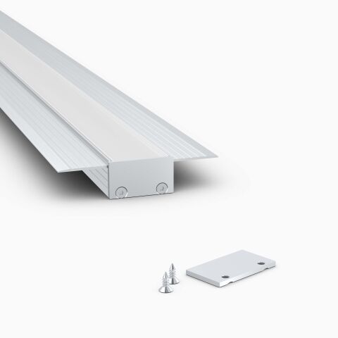 Alu Endkappe zum Schrauben für LED Alu Profil LIZUS, Produktbild mit Anwendungsbeispiel