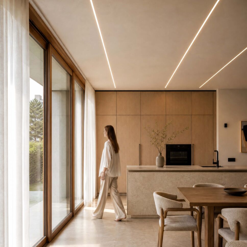 Beleuchtung einer offenen K�che, realisiert mit Trockenbau und LED Alu Profil GILA