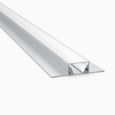 LED Alu Einputzprofil GILA für den Trockenbau mit energieoptimierter COEX12 Abdeckung in opaler Ausführung