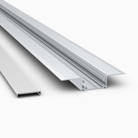 LED Alu Einlassprofil LIZUS für den Trockenbau ohne Abdeckung, mit Montageabdeckung