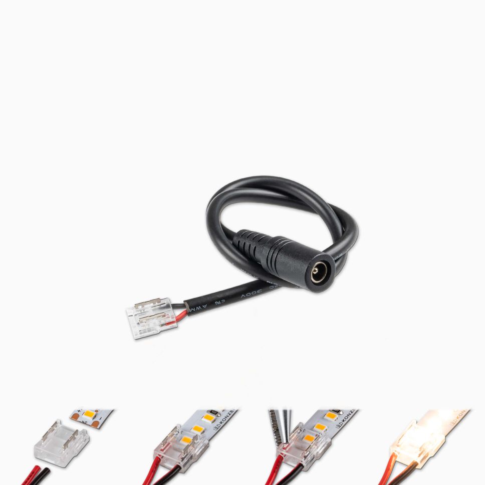 Montageanleitung Verbindung 10mm breiter LED Streifen und Kabel