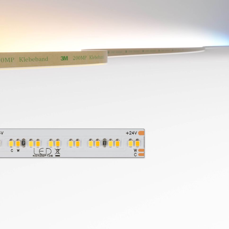 Energieeffizienzlabel für den CCT LED Streifen 12680 und zeigt die Effizienzklasse von E auf