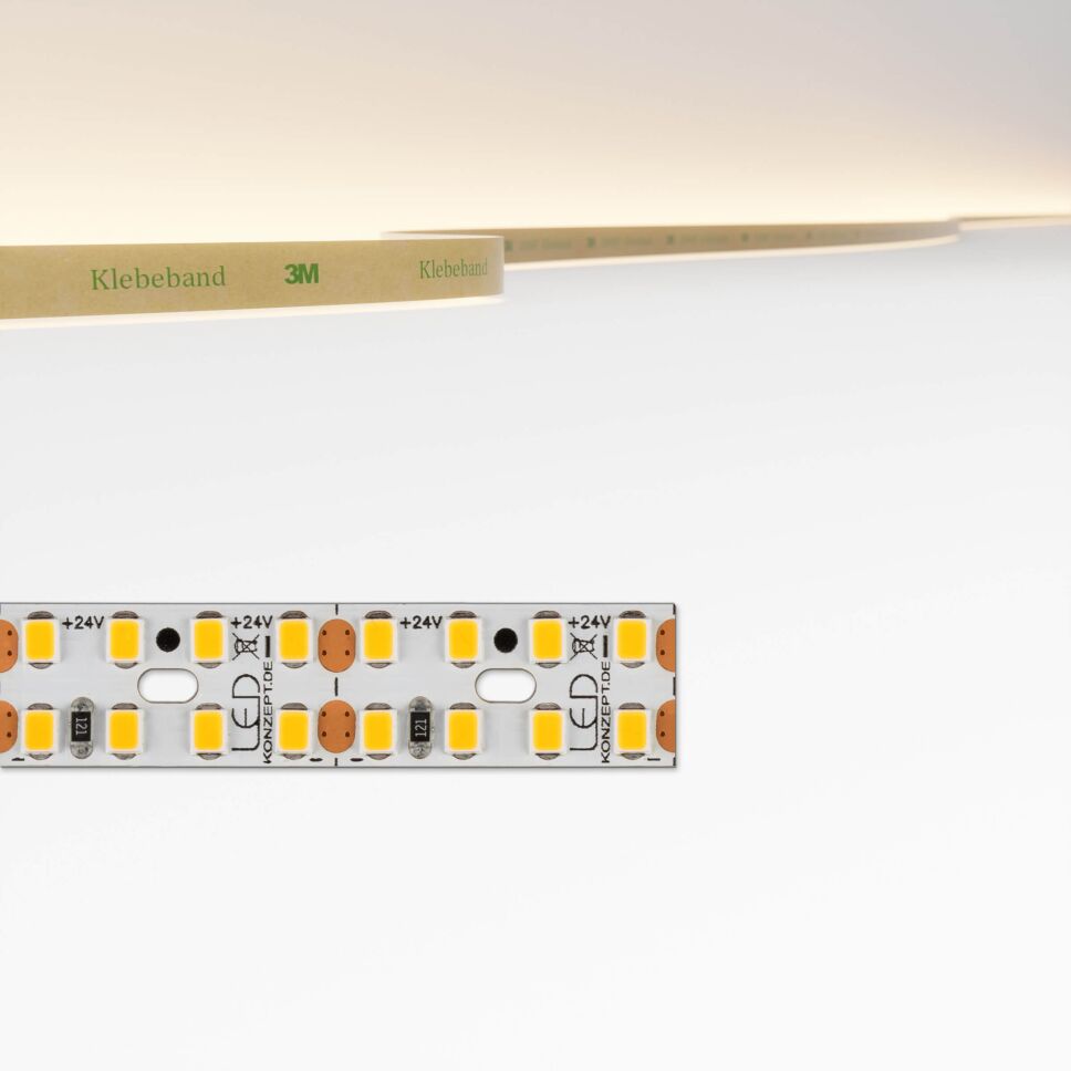 2 reihiger LED Streifen mit 3000K warmweißen LED Streifen mit dichter Bestückung und flexibler Leiterplatte