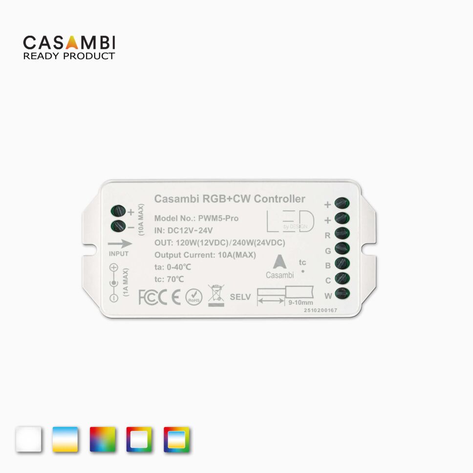 Produktbild aus der Kavaliersperspektive vom CASAMBI Funk Controller PWM5 Pro, Ansicht 2