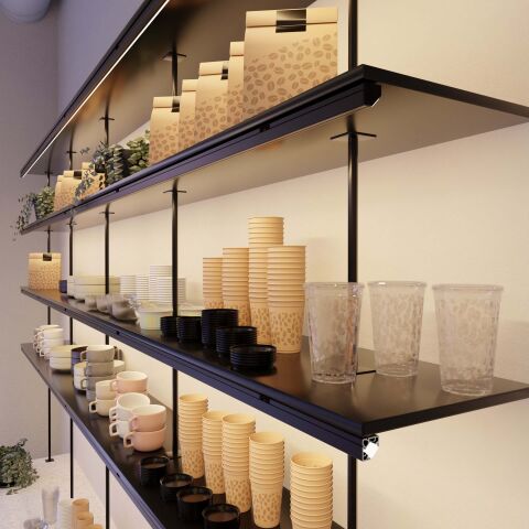 Anwendungsbeispiel vom LED Alu Profil EKP für eine offene Schrankbeleuchtung