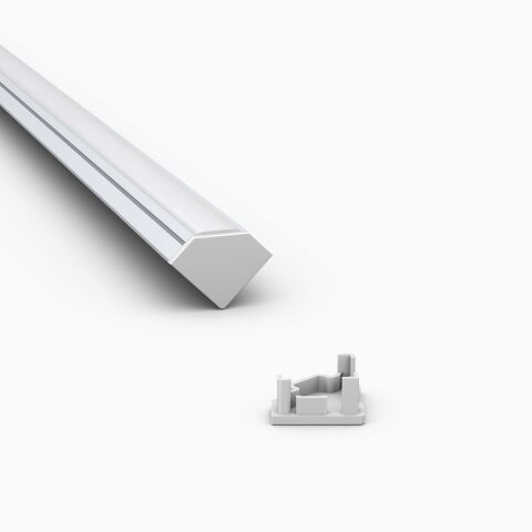 Endkappe in grau aus Kunststoff, passend für LED Alu Profil EKP