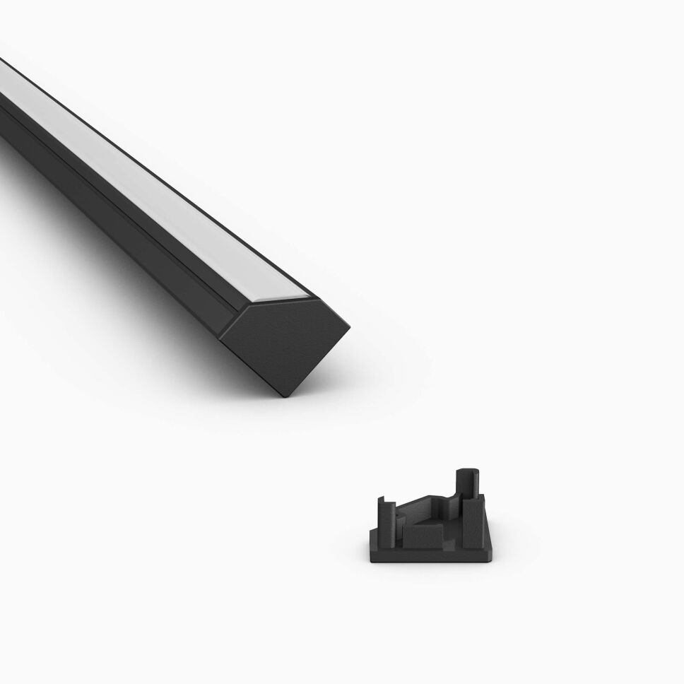 schwarze Endkappe, passend für das LED Alu Profil EKP