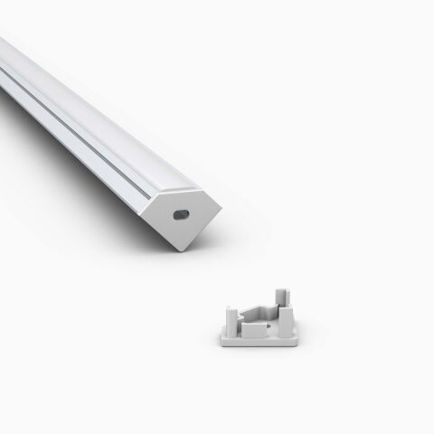 graue Endkappe für das LED Alu Profil EKP, mit Öffnung für Stromführung