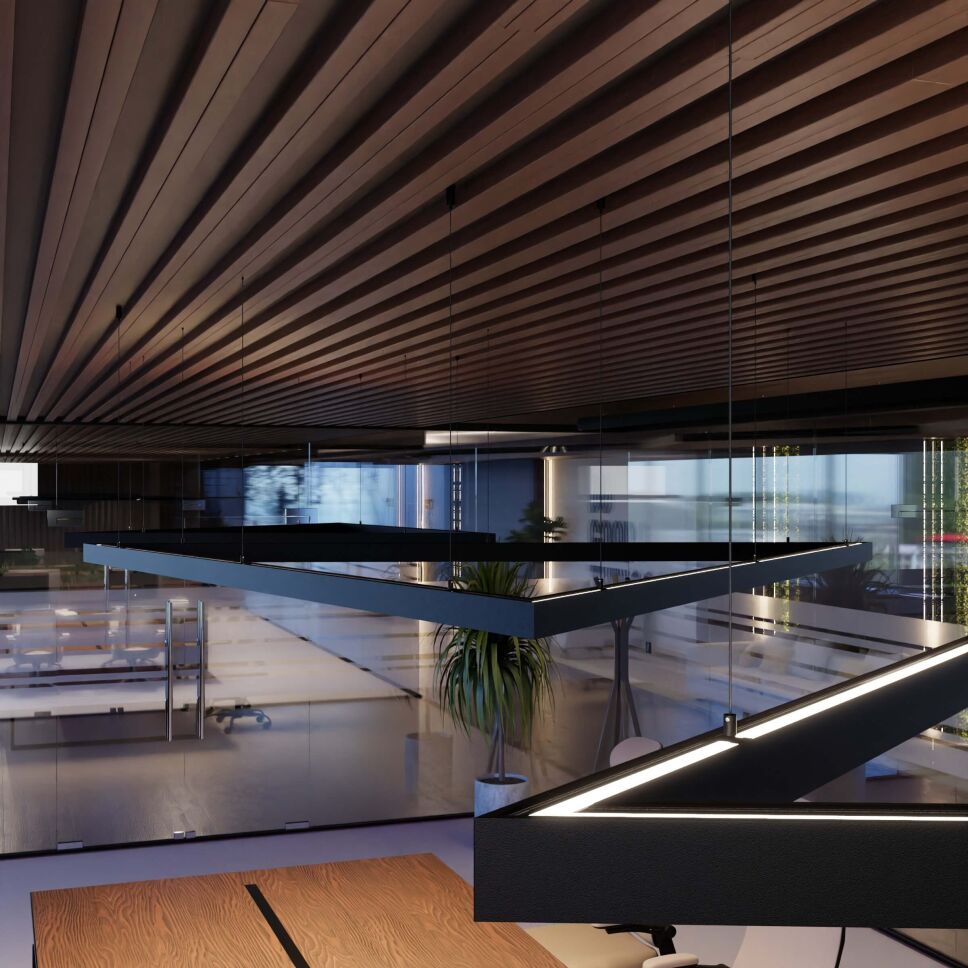 Anwendungsbeispiel vom LED Alu Profil DEEPLINE L, Detailansicht der indirekten Beleuchtung