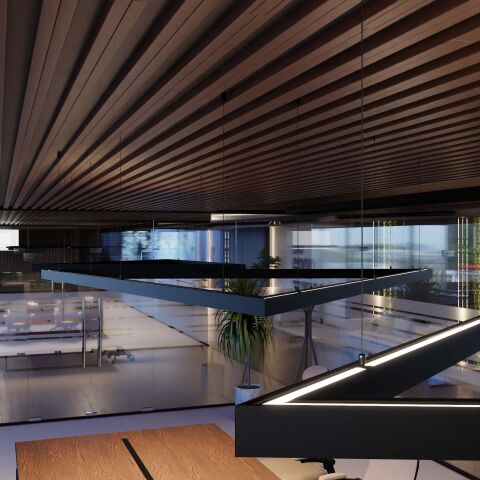 Anwendungsbeispiel vom LED Alu Profil DEEPLINE L, Detailansicht der indirekten Beleuchtung