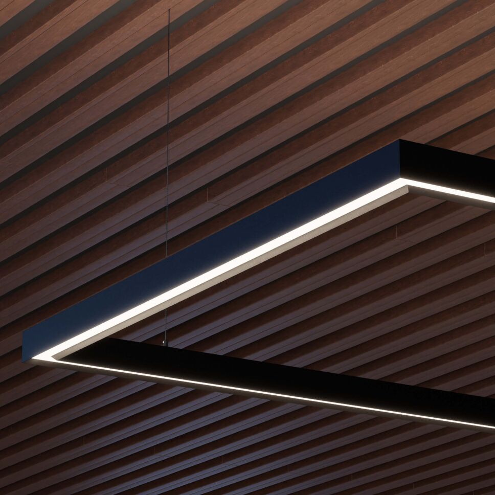 Detailansicht vom LED Alu Profil DEEPLINE M als Pendelleuchte (Quadrat)