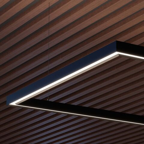 Detailansicht vom LED Alu Profil DEEPLINE M als Pendelleuchte (Quadrat)