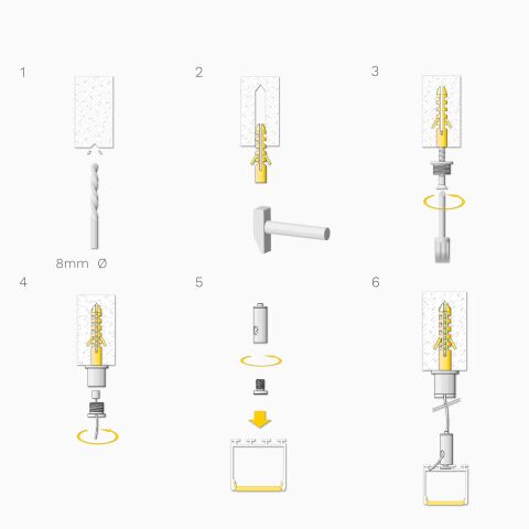 Montageanleitung der Seilabhängung 207 mit Stegschraube