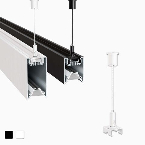 Produktbild von der Seilabhängung DEEPLINE 207, rechts Produktbild, links Anwendungsbeispiel
