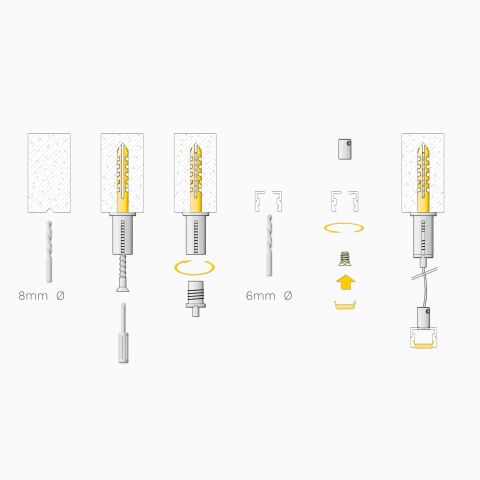 Montageanleitung der Seilabhängung 127 am LED Alu Profil SKTP