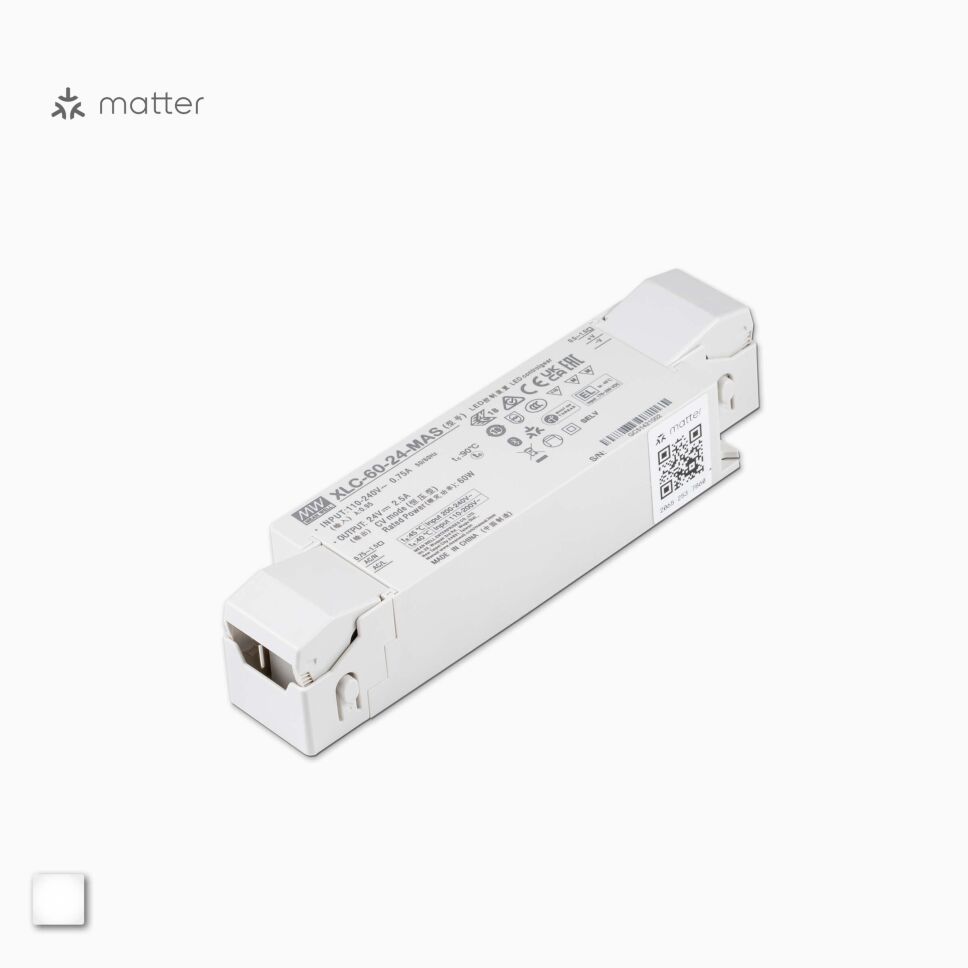 LED Netzteil XLC-60 mit MATTER Steuerung, Produktbild vom Netzteil in der Kavaliersperspektive
