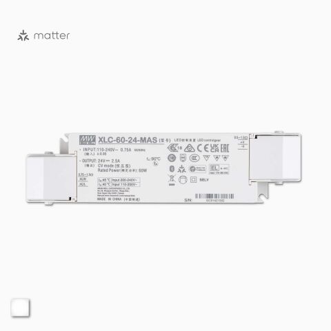 Draufsicht auf das LED Netzteil der XLC-60 Serie, mit 60W Leistung und MATTER Steuerung