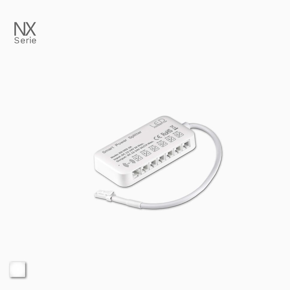 Produktbild vom NX LED 6-fach Verteiler mit Sensoreingang und 20cm Zuleitung mit MINI AMP Buchse