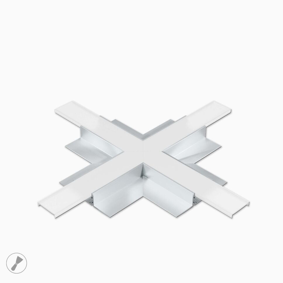 X-Verbinder für 90 Grad Kreuze mit dem LED Alu Profil GILA. Verbinder inkl. Abdeckung