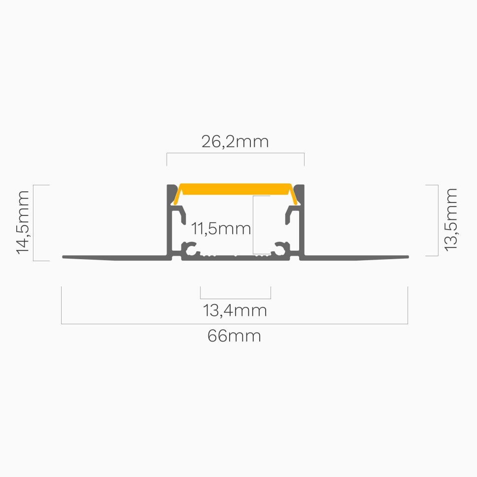 technische Zeichnung vom Querschnitt des LED Alu Profils...