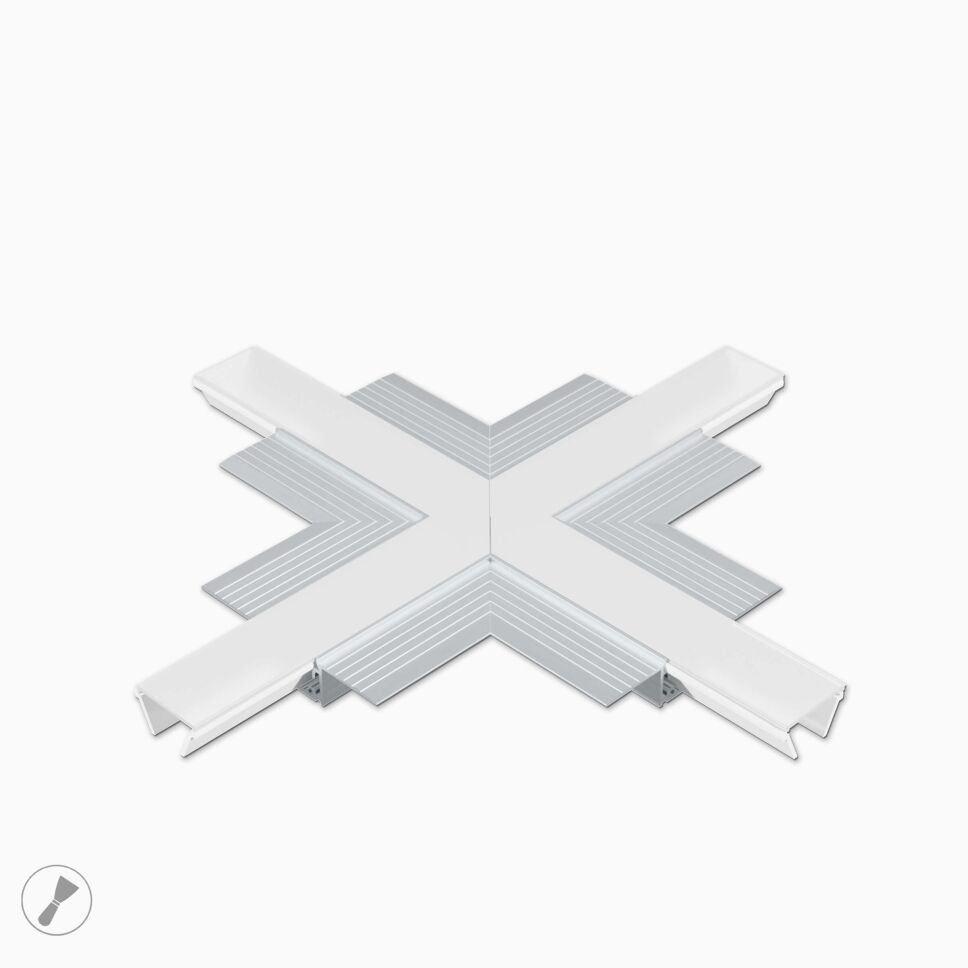 X-Verbinder für 90 Grad Kreuze mit dem LED Alu Profil LIZUS. Verbinder inkl. Abdeckung