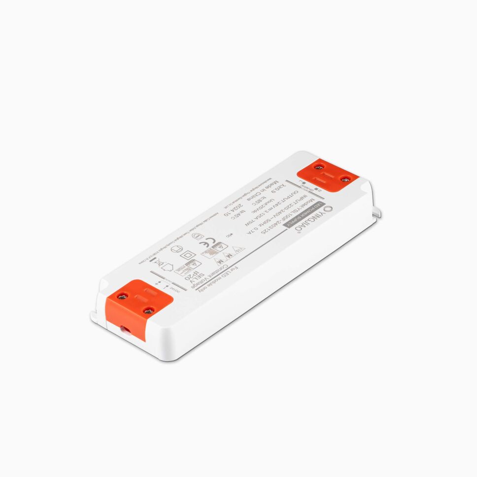 Nahaufnahme der Schraubklemmen sekudärseitig am LED Netzteil YSL100F-75W