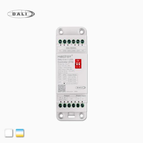 Draufsicht auf der DALI2 Controller 3-in-1 für Hutschienen-Montage