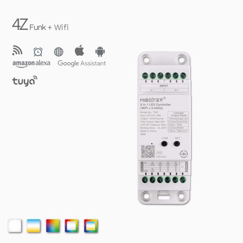 Draufsicht auf den 5 in 1 Funk Controller für DIN Hutschiene
