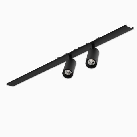 Produktbild vom LED Spot26 24V Duo mit 50cm langer Kunststoffblende in schwarz mit asymmetrischer Anordnung