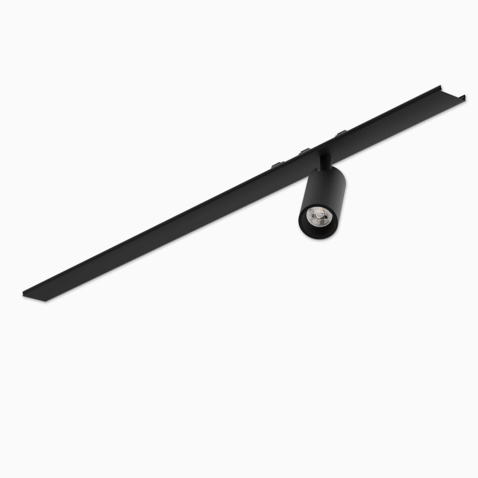Produktbild vom LED Spot26 24V SOLO Einzelspot mit 49,5cm langer Kunststoffblende in schwarz mit asymmetrischer Verteilung