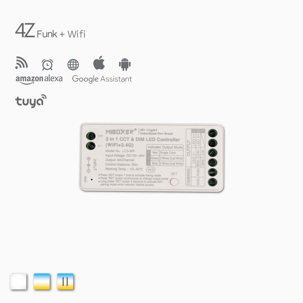 Funk 4Z und Wifi Empfänger für CCT und LED Streifen