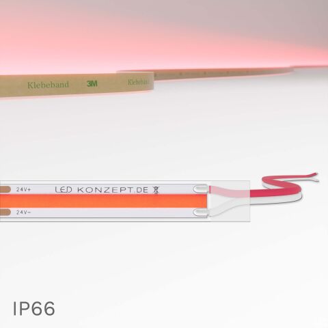 Produktbild vom roten COB LED Streifen im IP66 Silikonschlauch