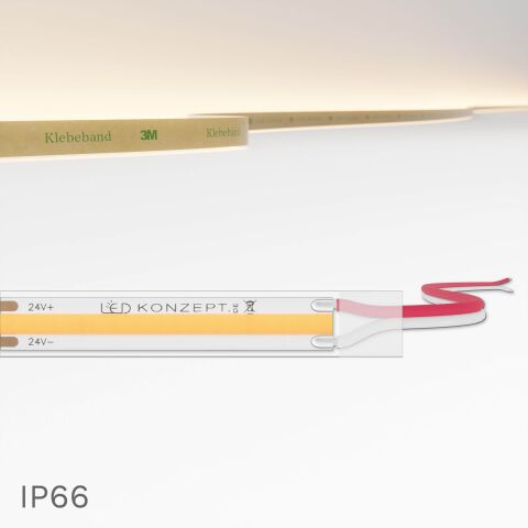 Produktbild vom 3000K warmweißen COB LED Streifen mit IP66 Ummantelung