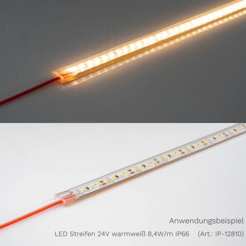 LED Streifen  24V  weiß  8,4W/m  warmweiß 3000K  IP66