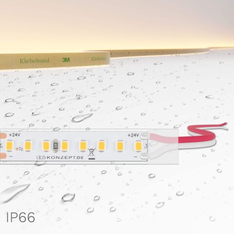 Produktbild vom sehr effizienten wamweißen LED Streifen im IP66 Silikonschlauch