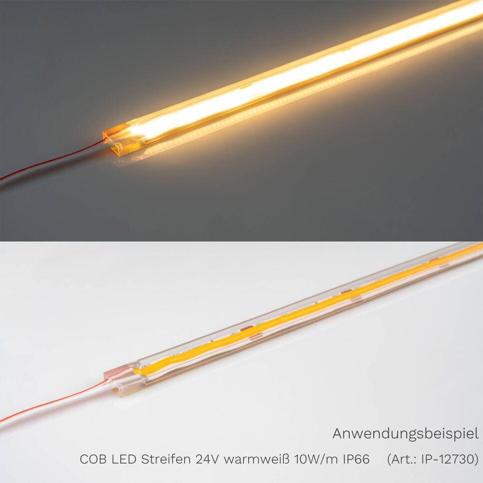 COB LED Streifen  24V  weiß  10W/m  warmweiß 3000K  IP66