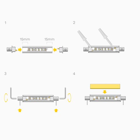 Montageanleitung für die Endkappen mit Stromzufuhr am LED Alu Profil RKP