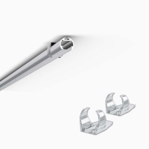 Produktbild von einem Paar Montageclips für das LED Alu Profil RKP (Produktbild und Anwendungsbeispiel)