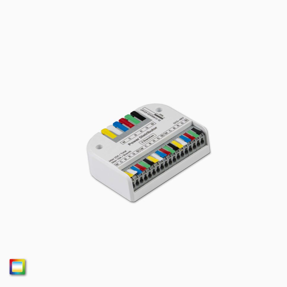 Produktbild vom 3-fach Verteiler für farbig dualweiße RGBCCT LED Streifen
