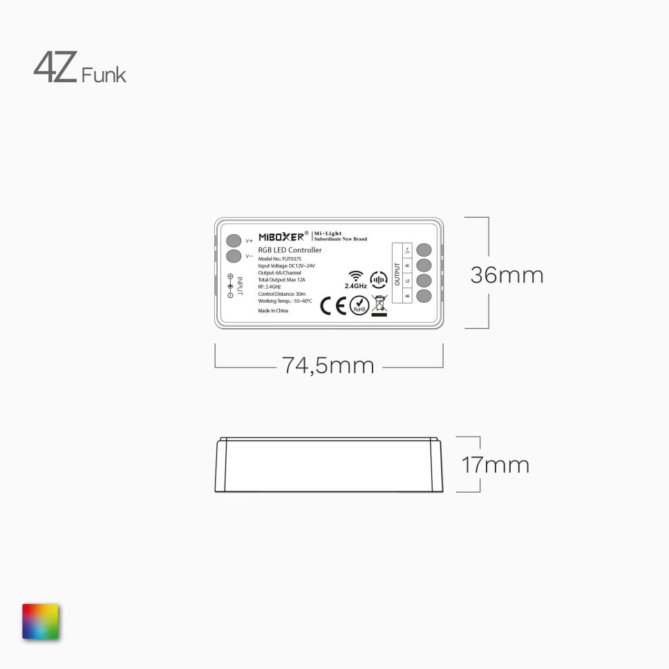 RGB LED Funk-Set für 4 Zonen Einzel-Steuerung, 37,90 €